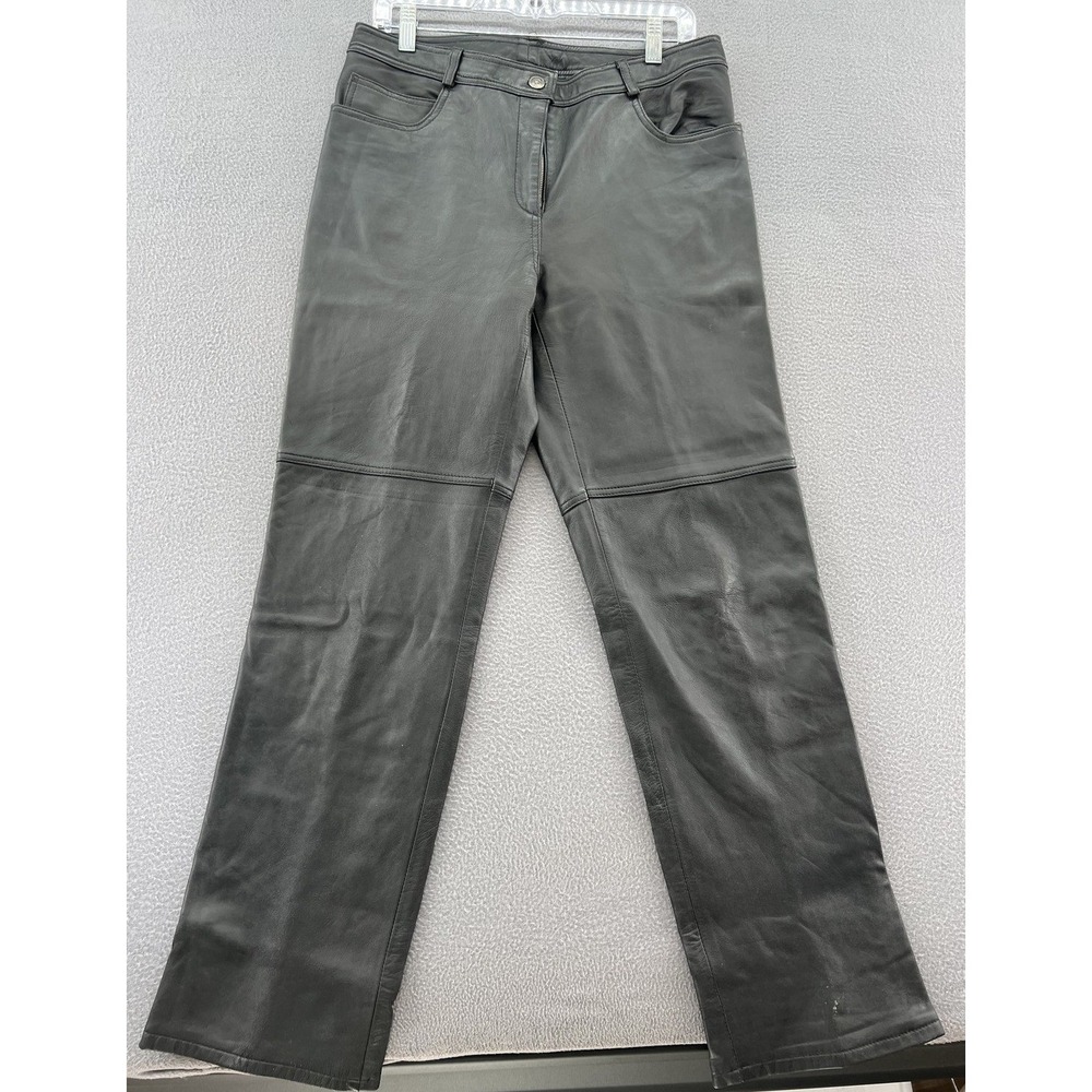 VTG Rampage Leather Pants 31 Womens Black Genuine Straight Leg 5-Pocket Y2K